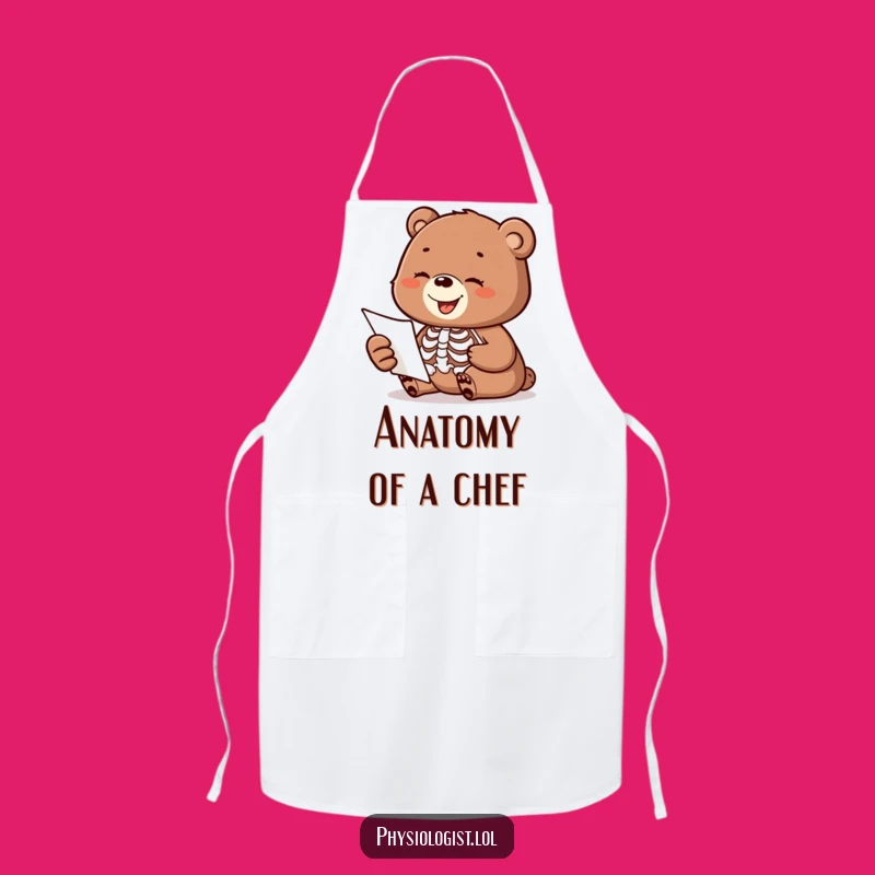 Funny Bear Cub Skeleton Chef Apron: Cook Up Laughs in the Kitchen