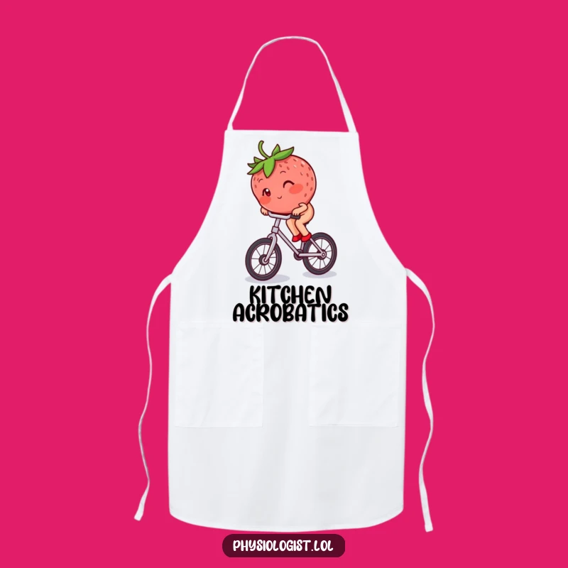 Funny Strawberry Unicycle Apron: Berry's Kitchen Fun Funny Gift