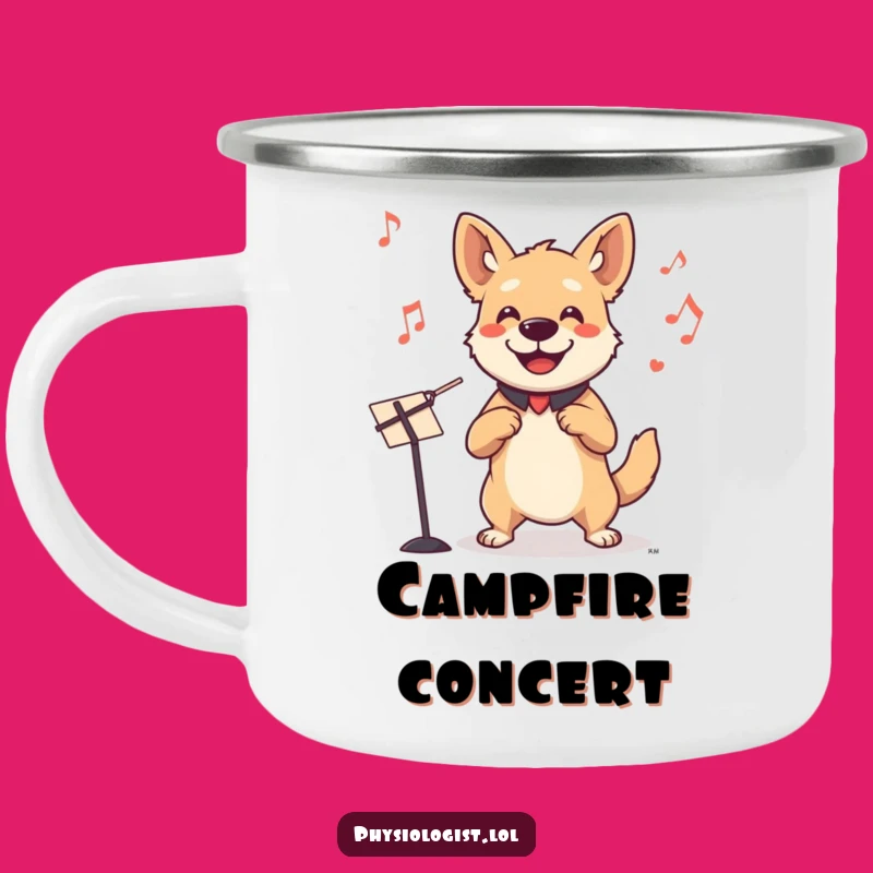 Funny Dog Conductor Camping Mug: Smiling Dog Invisible Orchestra Outdoor Funny Gift