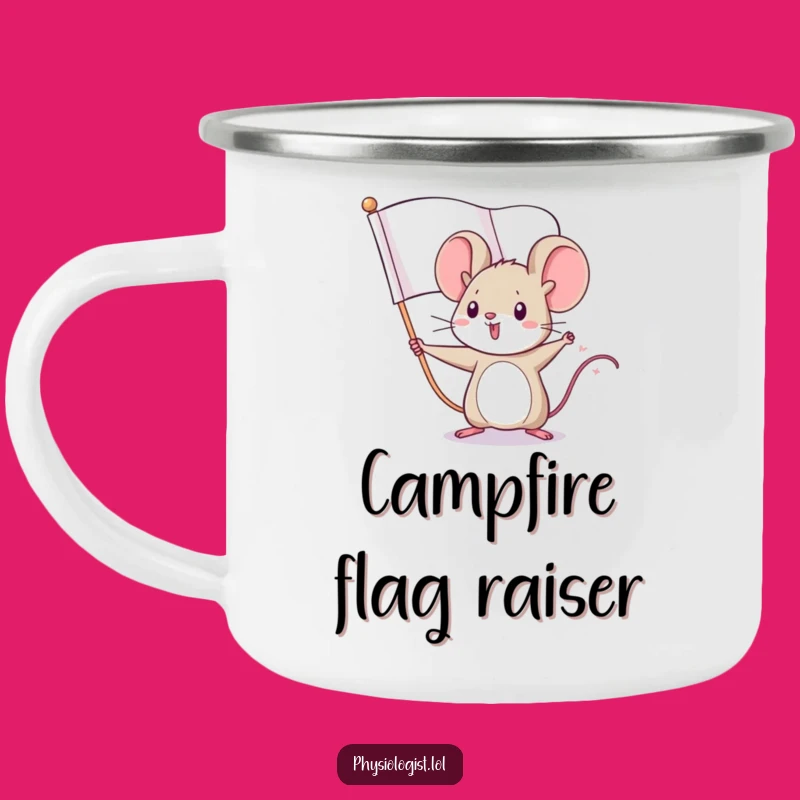 Funny Mouse Flag Camping Mug: Tiny Hero's Brew - Outdoor Humor Gift