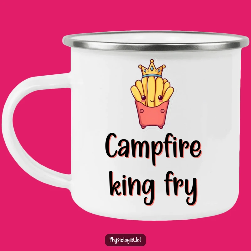 Funny French Fry King Campfire Mug: Victorious Fry Outdoor Funny Treat