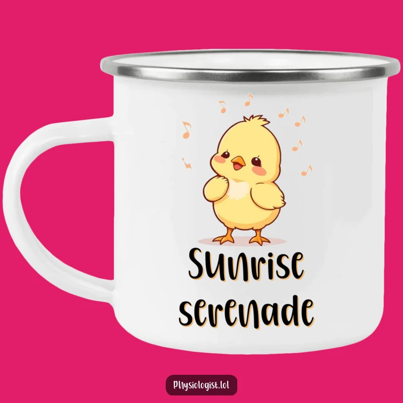 Funny Chick Music Camping Mug: Tiny Chick Bobbing Head Outdoor Funny Gift