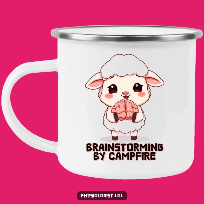 Funny Giggling Sheep Brain Camping Mug - Outdoor Intellectual Humor and Gift