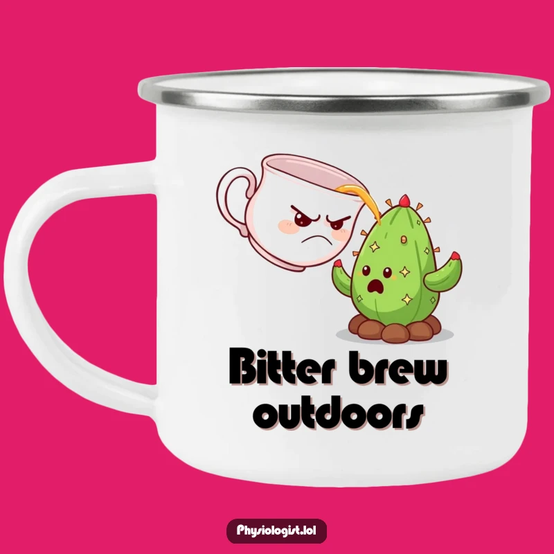 Funny Grumpy Teacup Campfire Mug: Cactus Surprise Outdoor Funny Brew