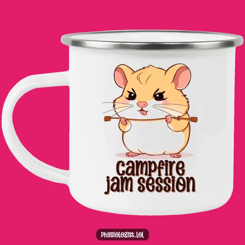Funny Hamster Guitar Camping Mug: Determined Hamster Strings Outdoor Funny Gift