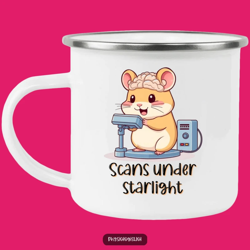 Funny Hamster Brain Scanner Camping Mug: Bouncing Drinkware for Smart Adventures