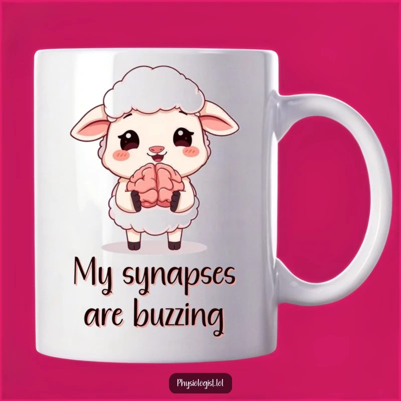 Funny Giggling Sheep With Brain Mug - Hilarious Intellectual Gift for Brainy Friends
