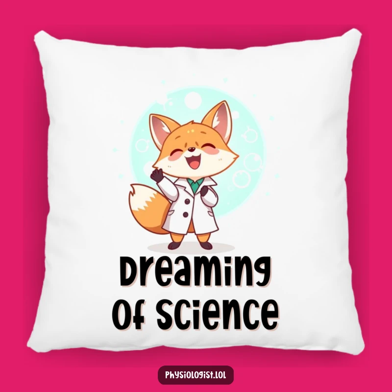 Funny Fox Scientist Pillow: Snuggle Up with Adorable Lab Humor