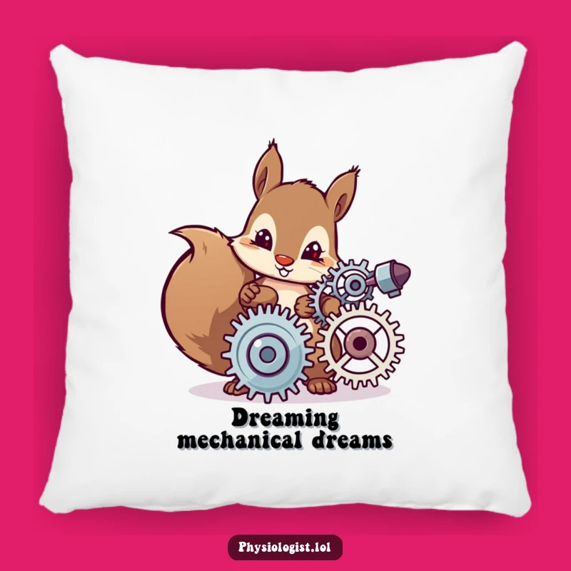 Funny Squirrel Inventor Pillow - Cozy & Hilarious Workshop Decor!