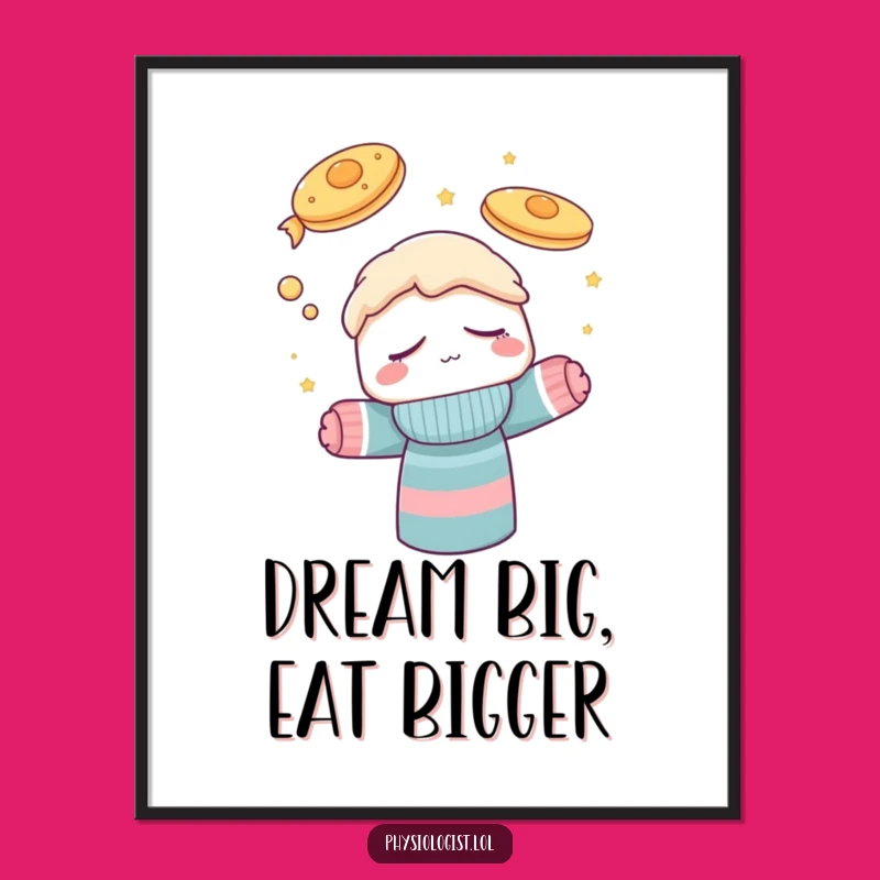 Funny Sock Puppet Flying Pancakes Digital Art: Whimsical Decor, Hilarious Instant Gift