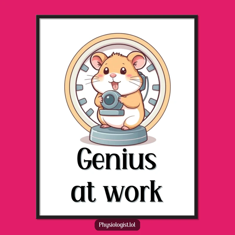 Funny Brain Scanner Hamster Digital Art Print: Smart Rodent's Hilarious Artwork for Walls