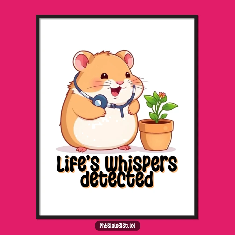 Funny Chubby Hamster Digital Art - Whimsical Doctor Plant Print