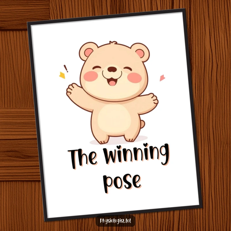 Funny Bear Digital Art Print: A giggling bear performing a flourish after a score, creating a joyous and humorous visual.