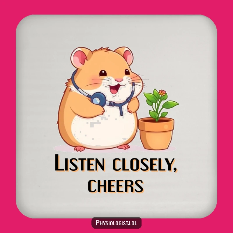 Funny Chubby Hamster Coaster - Cute Doctor Plant Drink Protector
