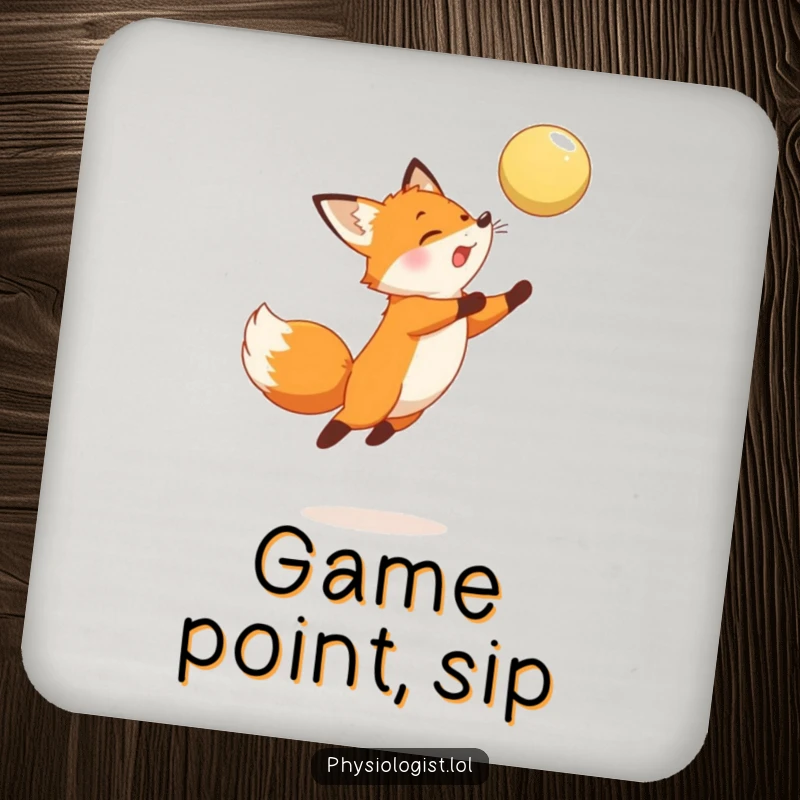 Funny Fox Drink Coaster: A small coaster featuring a funny leaping fox illustration, protecting surfaces with humor.