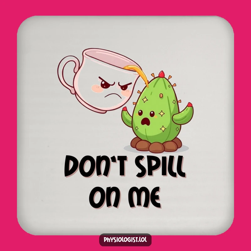 Funny Grumpy Teacup Coaster: Cactus Surprise Drink Protection Funny Gift