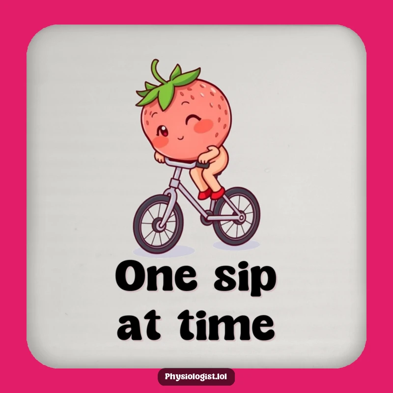 Funny Strawberry Unicycle Coaster: Berry's Drink Protection Funny Gift