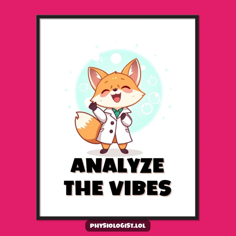 Funny Fox Scientist Poster: Whimsical Lab Art for a Curious Space
