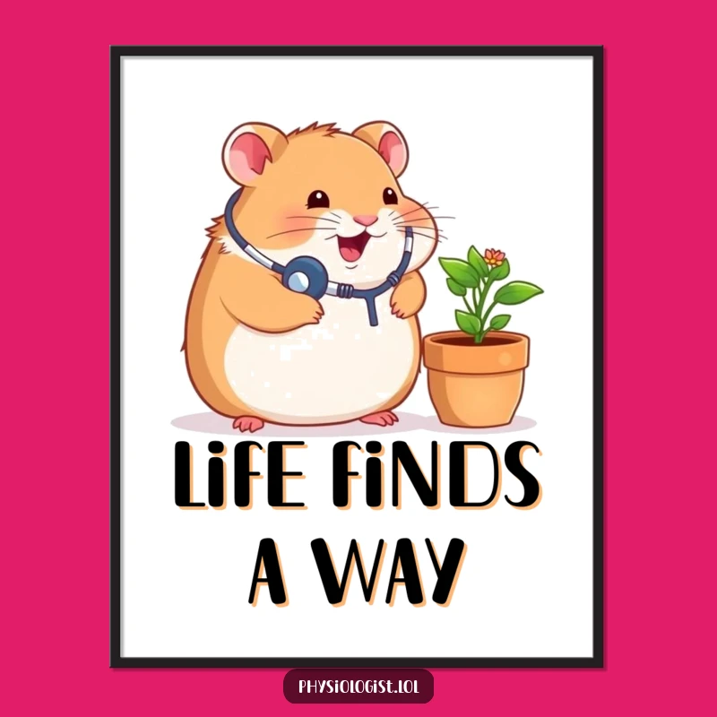 Funny Chubby Hamster Poster - Whimsical Doctor Plant Art Print