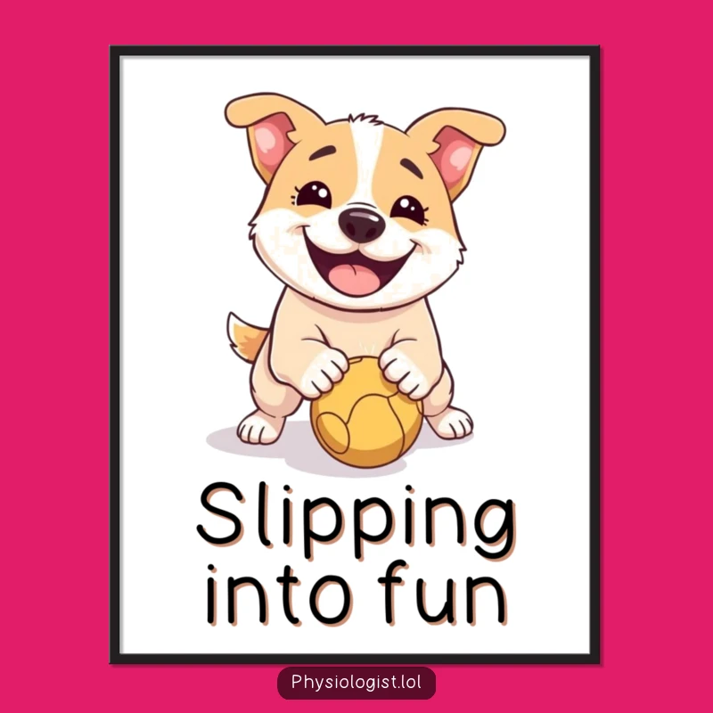 Funny Dog Slipping Poster: Whimsical Wall Art & Hilarious Gift