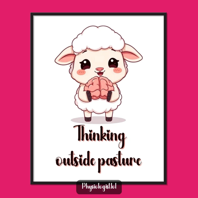 Funny Giggling Sheep Brain Poster - Hilarious Intellectual Wall Art and Gift Idea