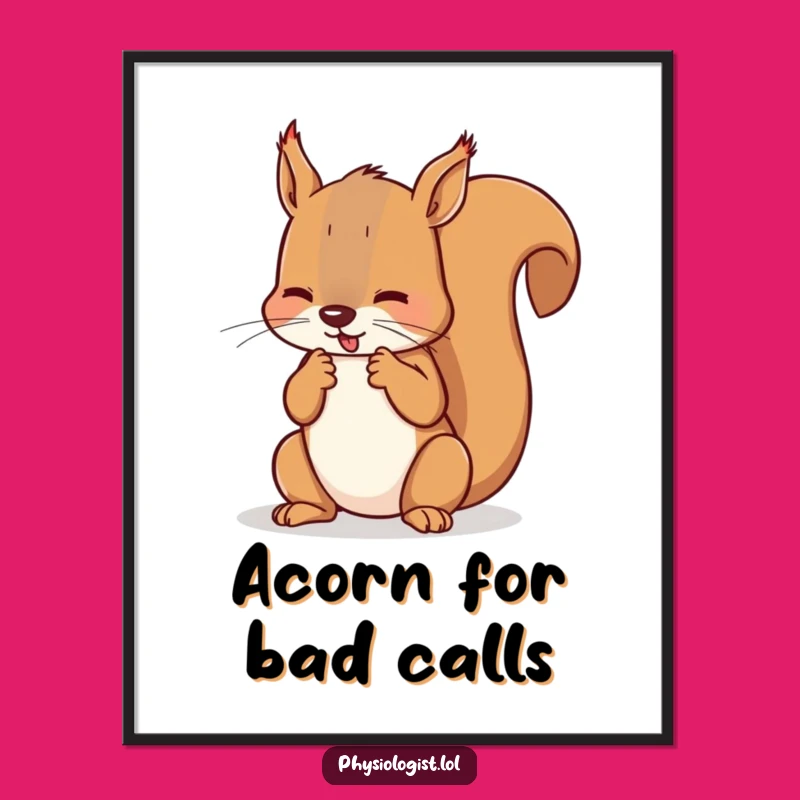 Funny Squirrel Referee Poster: Counting Fouls Art - Humorous Sports Decor Gift