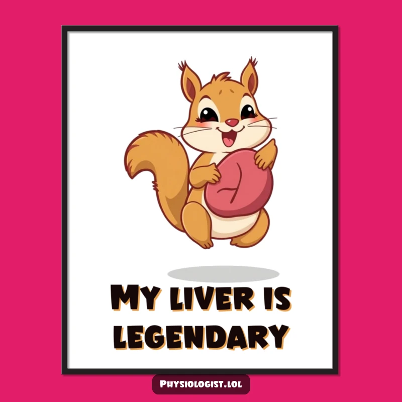 Funny Liver Health Squirrel Poster: Celebrate Wellness with This Hilarious Jumping Art