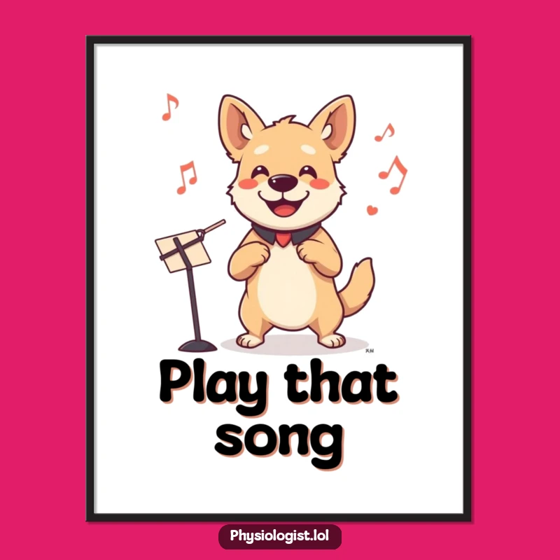 Funny Dog Conductor Poster: Smiling Dog Invisible Orchestra Wall Art Funny Gift