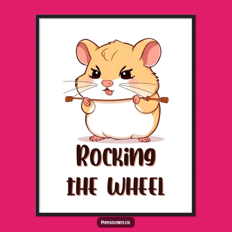 Funny Hamster Guitar Poster: Determined Hamster Strings Wall Art Funny Gift
