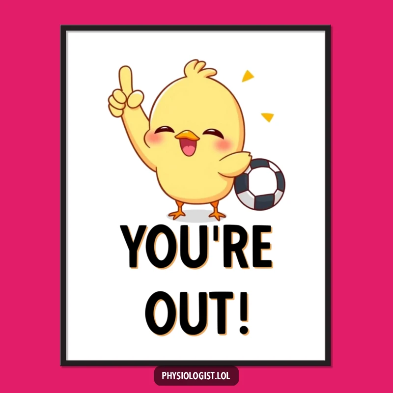 Funny Chick Referee Poster: Giggling Penalty Art for Fans