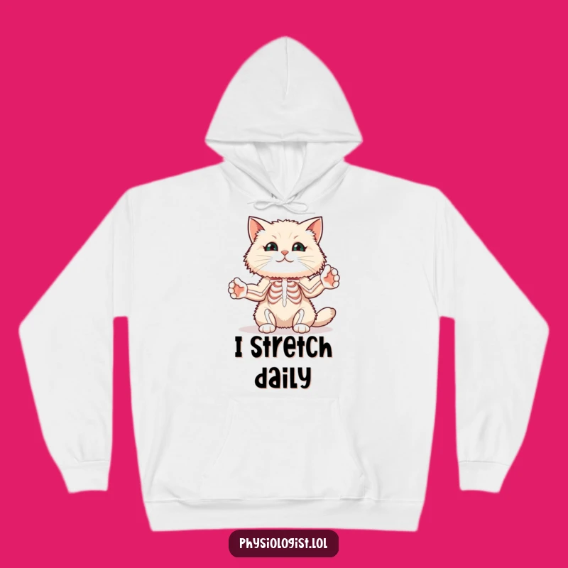 Cozy Funny Cat Muscle Hoodie: Stretching Paws for Warm Fitness Humor