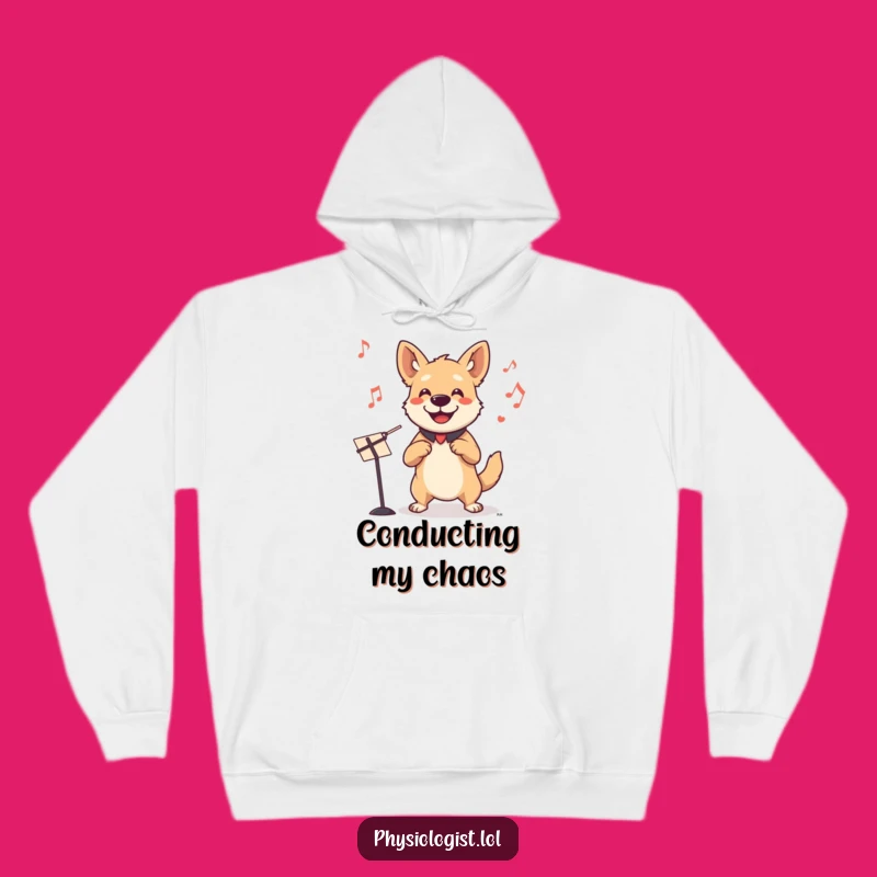 Funny Dog Conductor Hoodie: Smiling Dog Invisible Orchestra Cozy Funny Gift
