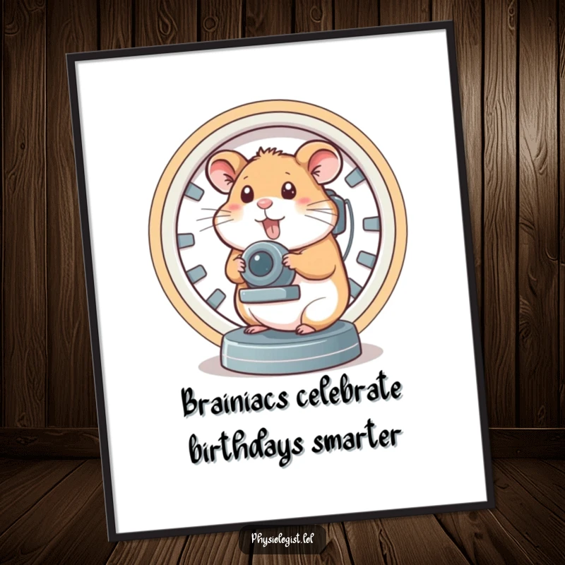 Funny Free Printable Wall Art: Hamster diligently operates a complex brain scanner, showcasing technological humor.