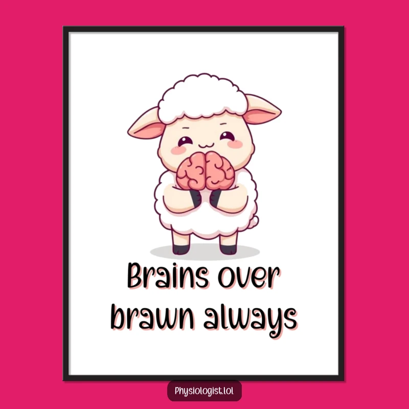 Free Printable Giggling Sheep Brain Art: Funny Downloadable Decor for Your Wall