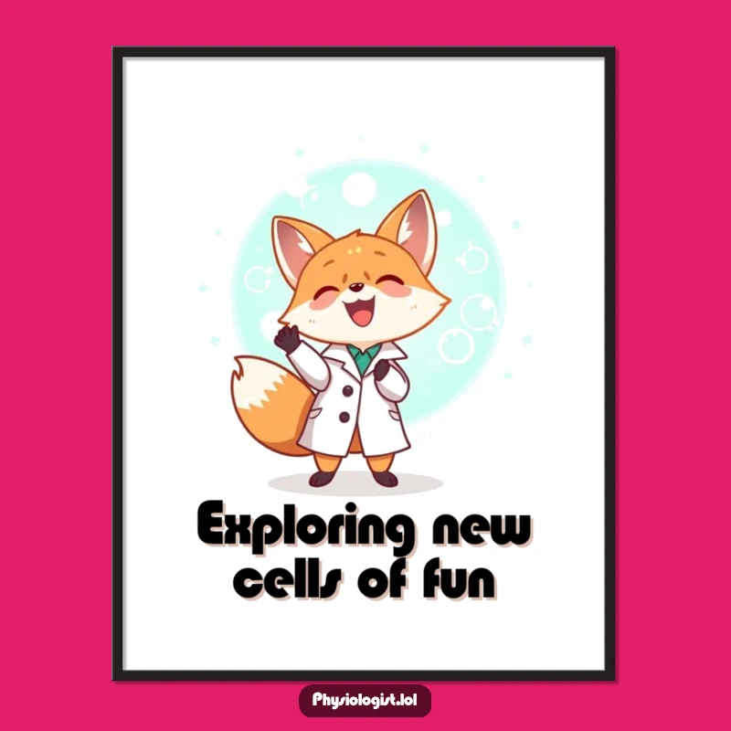 Free Printable Wall Art: Fox Scientist & Glowing Cell - Funny Science Decor