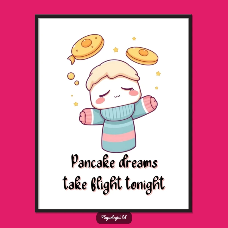 Free Printable Wall Art: Sleepy Sock Puppet Flying Pancake Dream Funny Downloadable Art