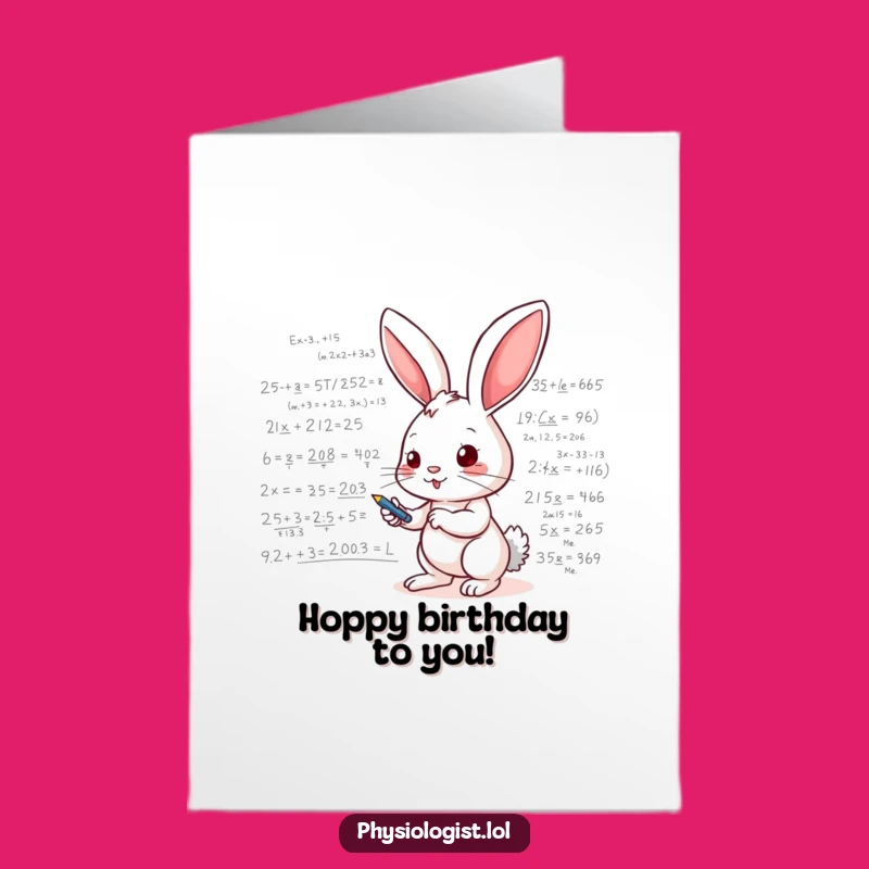 Free Printable Birthday Card: Genius Bunny Math Whiz, Funny Nerd Birthday Greeting
