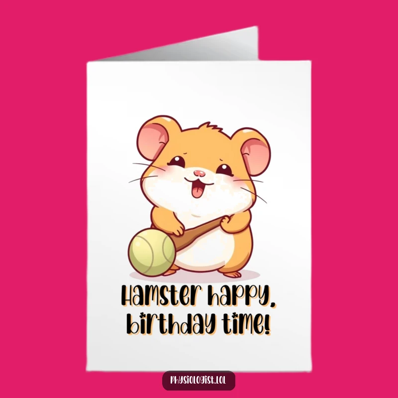 Free Printable Hamster Birthday Card: Paddle Ball Fun for a Cute Downloadable Gift