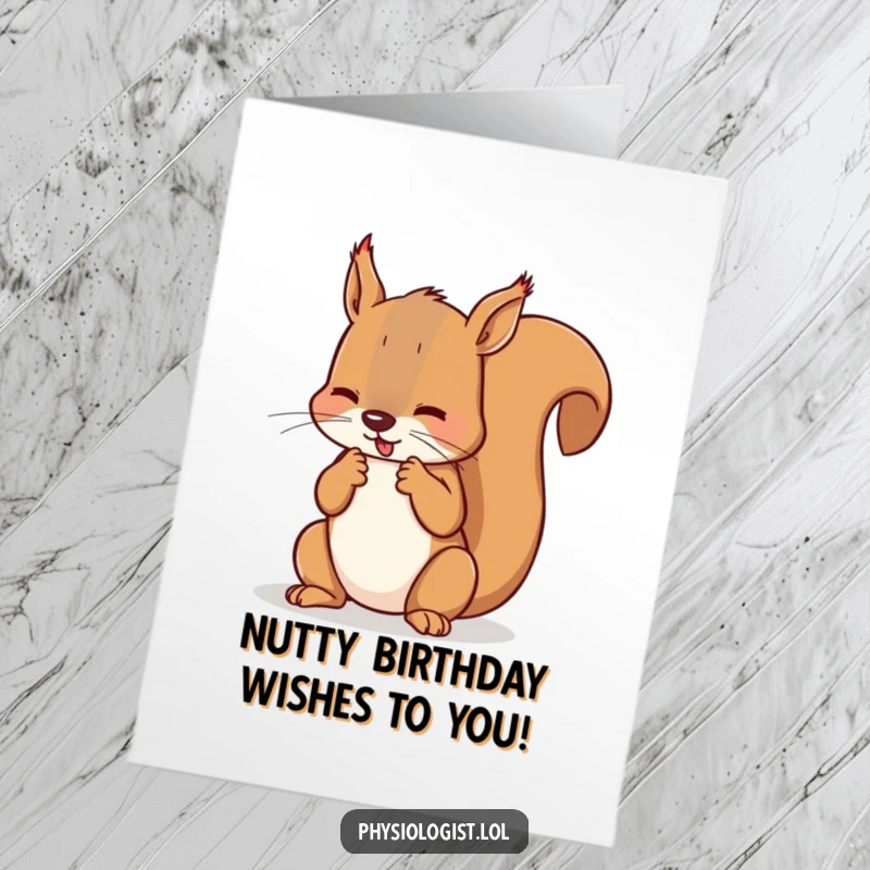 Funny Free Printable Birthday Card: Squirrel counting fouls on paws, referee theme, comical, great for birthdays, downloadable gift.
