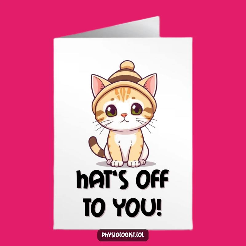 Free Printable Funny Cat Congratulations Card, Striped Hat Kitty, Downloadable Celebratory Art