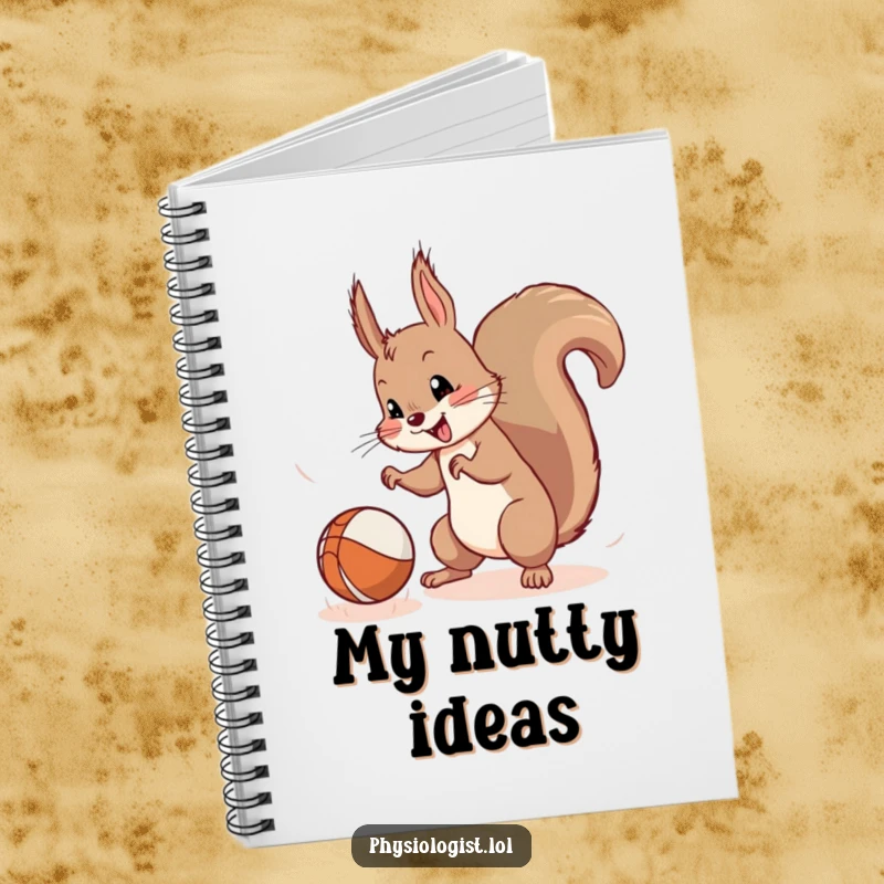 Funny Squirrel Notebook: A mischievous squirrel in pursuit of a bouncing ball, ideal for jotting down energetic ideas.