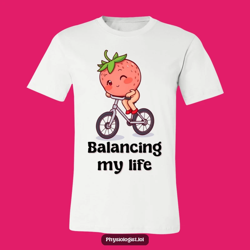 Funny Strawberry Unicycle Tee: Blushing Berry's Hilarious Ride Shirt