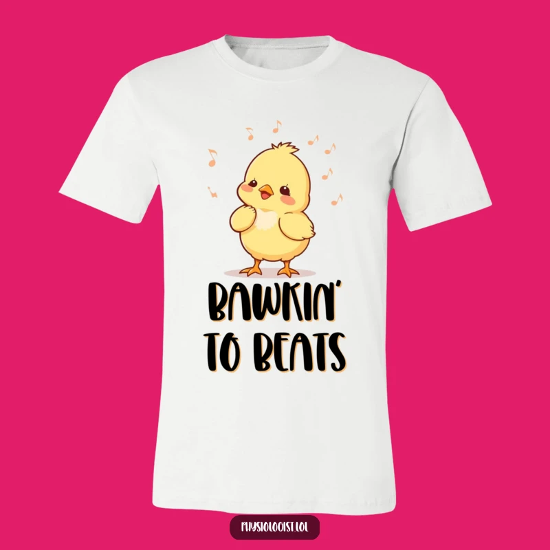 Funny Chick Music T-Shirt: Tiny Chick Bobbing Head Tee Funny Gift