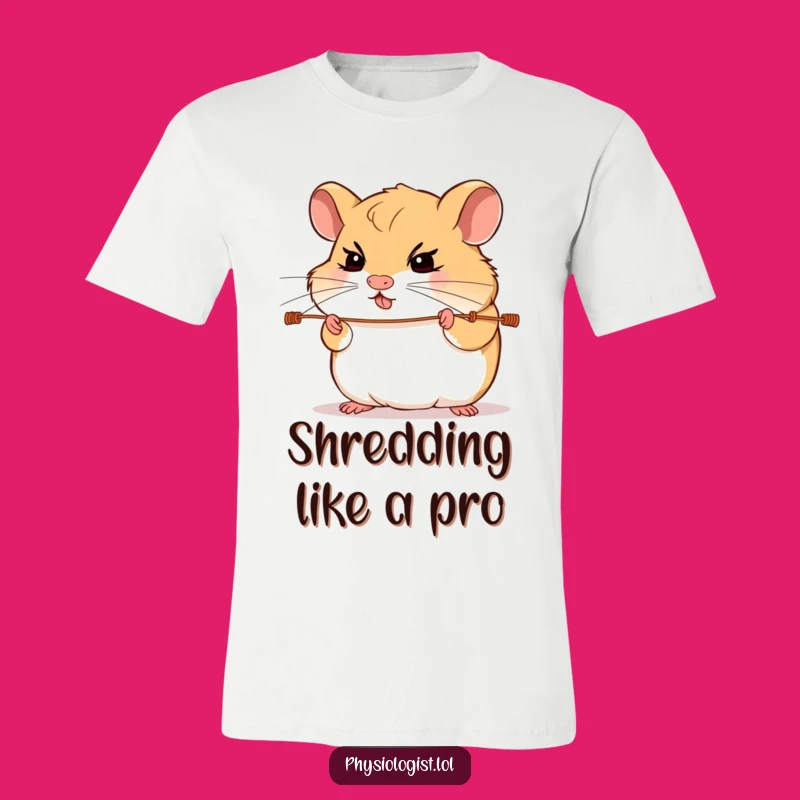 Funny Hamster Guitar T-Shirt: Determined Hamster Strings Tee Funny Gift