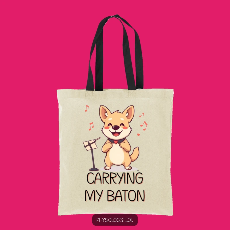 Funny Dog Conductor Tote Bag: Smiling Dog Invisible Orchestra Practical Funny Gift